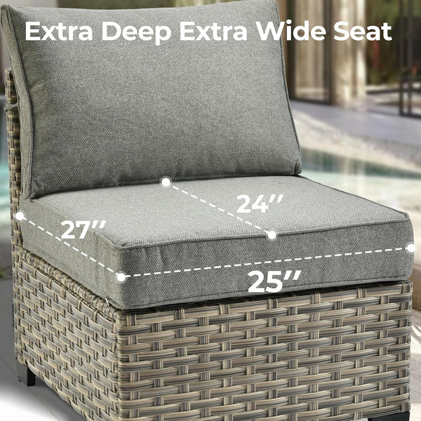 Outdoor Sectional Patio Furniture Set with Fire Pit Table,15 Pieces Wicker Conversation Sets L Shaped Couch,Extra Deep Out Door Sofa outside Furniture with Swivel Chairs Ottoman,Charcoal Gray2