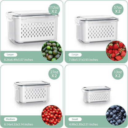 8 Pack Fridge Fruit Storage Containers with Removable Colander3
