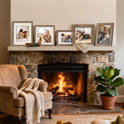 8X10 Picture Frames with 6X8 Mat Set of 6, Rustic Brown8