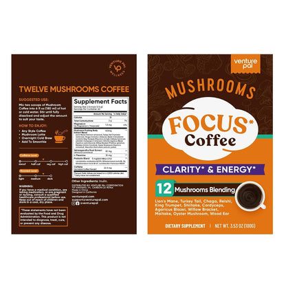 Mushroom Coffee, 12 Mushrooms, Focus & Digestion, 40 Servings | 12 Adaptogenic Mushrooms with Lion'S Mane, Cordyceps, Reishi, Turkey Tail, Ashwagandha & Probiotics, Low Caffeine & Calories10