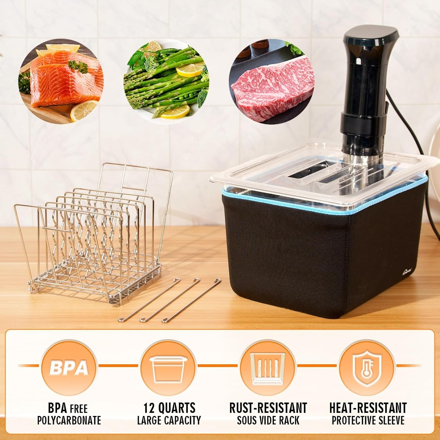 sous-vide-container-12-quart-with-lid-rack-sleeve-and-cookbook-bpa-free-complete-kit-includes-rack-insulated-sleeve-and-recipe-booklet-compatible-with-anova-and-most-sous-vide-cookers