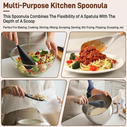 3 PACK Cooking Spoon Spatula for Nonstick Cookware, Heat Resistant Silicone3