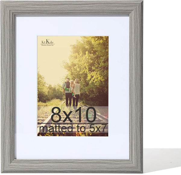 8X10 Picture Frame Real Glass, Display Pictures 5X7 with Mat or 8X10 without Mat, Modern Style Wood Composite Frame, Gallery Wall Grey Frame & Table Top Display，Best Gift1