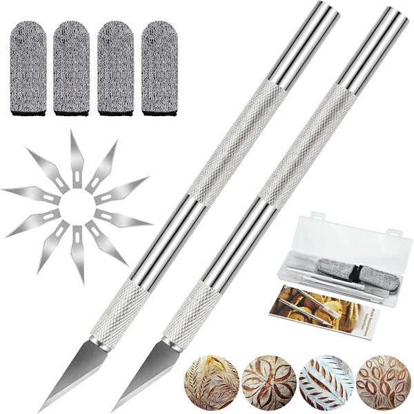 2 Pcs Bread Lame Sourdough Scoring Tool for Bread Baking Bread Scorer Dough Scoring Tool for Homemade Sourdough Bread Scoring Tool Set with 10 Replacement Blades & 1 Storage Case1