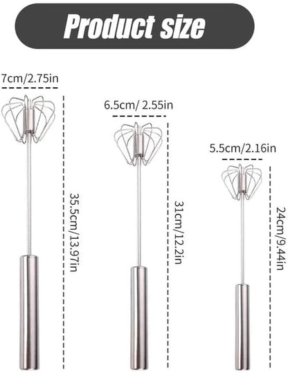 Handheld Mixer, Stainless Steel Semi-Automatic Whisk, Rotating Semi-Automatic Egg Beater, Hand Push Mixer Stirrer Tool for Cooking Kitchen Home Egg Milk2
