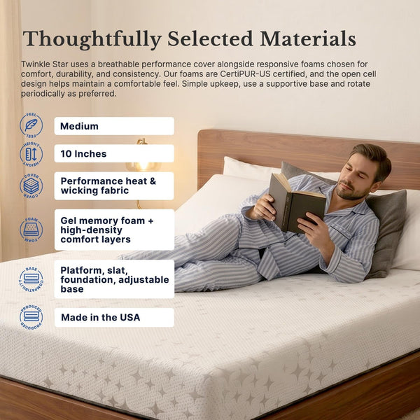 Twinkle Star 10” Medium Firm Contouring Mattress in a Box, USA Made - Full3