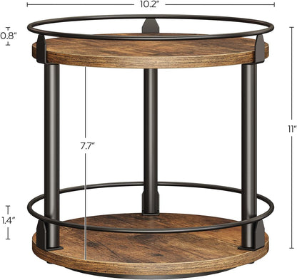 Spice Rack, Set of 2 Lazy Susan Organizer, 2-Tier Turntable Organizer, Rotating Spice Rack Organizer for Cabinet, Compact and Versatile, for Kitchen Countertop, Rustic Brown SR22L2BR9
