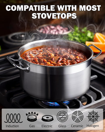 Professional Cookware Set, Stainless Steel Pots Kitchen Set Includes Saucepans, Sauté Pan, Dutch Oven with Lids - Induction Compatible, 8-Piece4