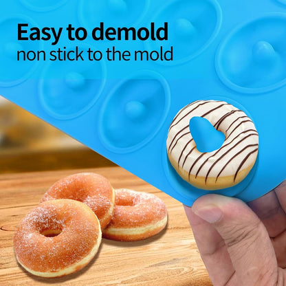12 Hole Silicone Donut Pan Non-Stick - Bite Size Donut Pans for Baking | Heat Resistant Mini Donut Mold for Baking Donuts, Muffin, Cake Biscuit Bagels, Non-Stick Bottom, Dishwasher Safe4