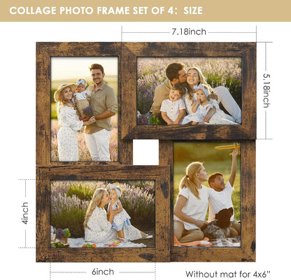 4X6 Collage Frame Tempered Glass for 4 4X6 Photos Brown4