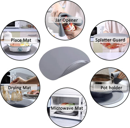 Silicone Microwave Mat - round 12" X 12" - Set of 2 Heat Resistant Multifunctional Mat, Splatter Guard, Trivet, Hot Pad, Pot Holder3