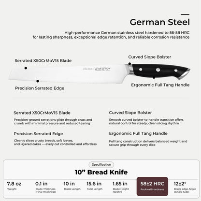 10” Bread Knife – Razor Sharp German High-Carbon Stainless Steel7