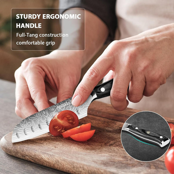7" Santoku Knife with 5.5Inch Santoku Knife, German High Carbon Stainless Steel EN.41164