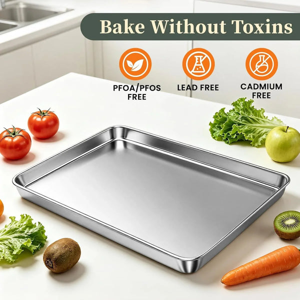 Baking Sheet with Rack Set (2 Pans + 2 Racks), 16 X 12 X 1 Inch Stainless Steel Cookie Sheet Baking Pan Tray with Cooling Rack, Jelly Roll Pan with Wire Rack, Warp Resistant & Heavy Duty & Rust Proof3