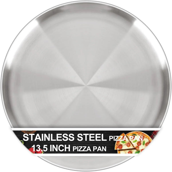 13½ Inch Pizza Pan for Oven, Nonstick Large round Stainless Steel Pizza Pan |  Non-Toxic Pizza Steel Tray Plate for Baking Cookie Pizza Pie Cake, Easy Clean & Dishwasher Safe1