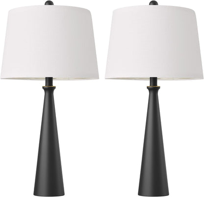 25.75" Modern Table Lamp for Bedroom Set of 2, USB C Port, Black | Metal Desk Lamp with White Linen Shade, Tall Lamps for Living Room, Nightstand, End Tables, Home Office Decor8