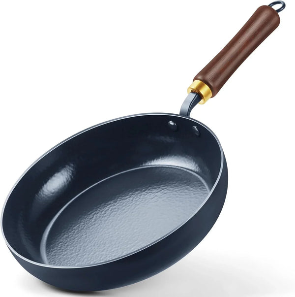11" Enameled Carbon Steel Skillet, Nonstick Frying Pan | Stay-Cool Wooden Handle, Season-Free Stir-Fry Pan, Non-Toxic PTFE & PFOA Free, Oven-Safe & All Stovetops Compatible1