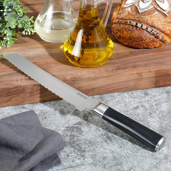8-Inch Bread Knife – High-Carbon 1.4116 German Steel Kitchen Knife – Professional Serrated Cutlery for Slicing Bread and Baked Goods5