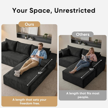 103" L Shaped Sectional Boneless Couch for Living Room, Modular Cloud Sofa4