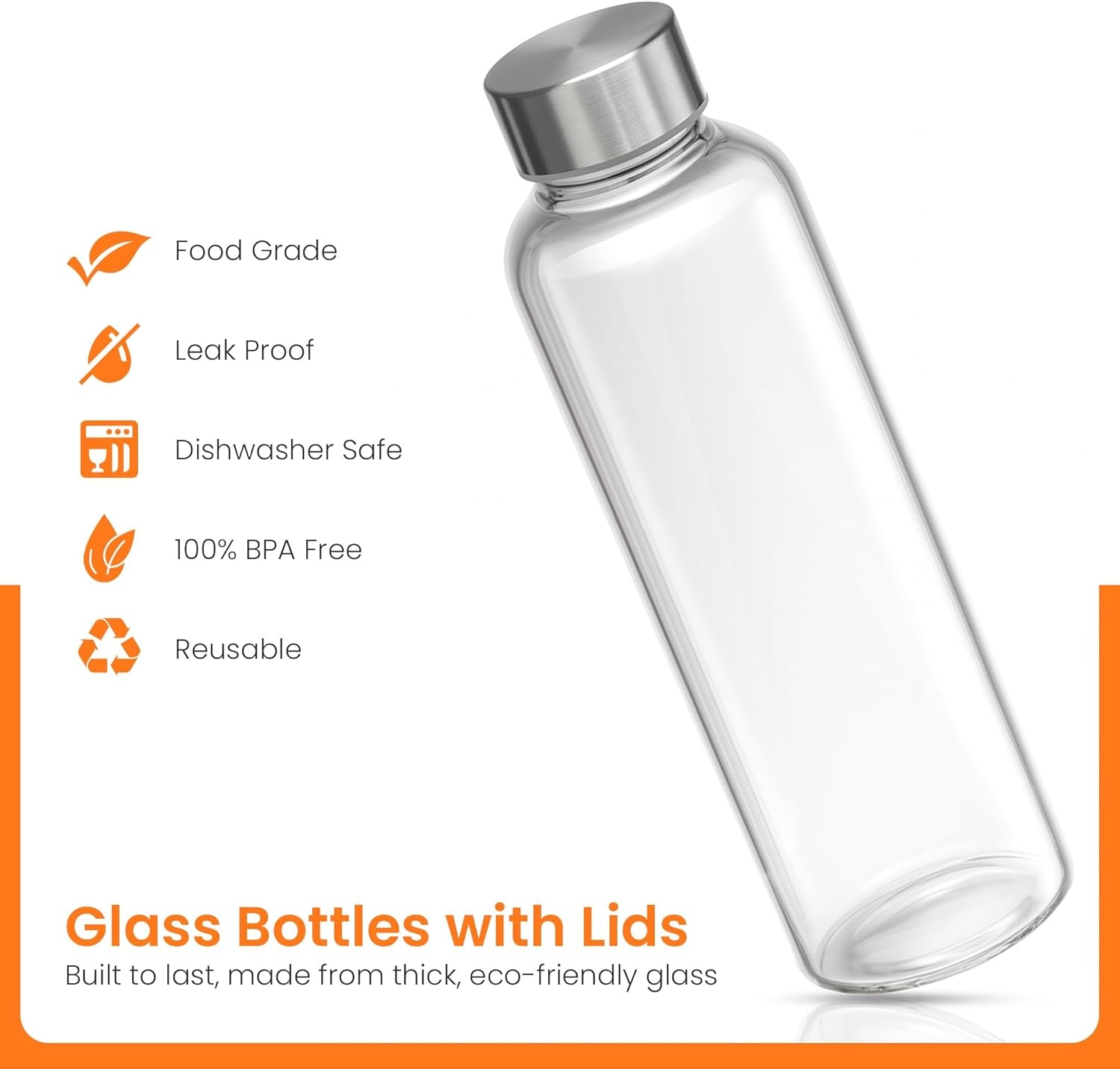 clear-glass-bottles-with-lids-18oz-water-bottles-steel-cap-6-pack-reusable-travel-friendly-juice-bottles-rust-resistant-durable-glass-stainless-steel-air-and-water-tight-lids-100-leak-proof