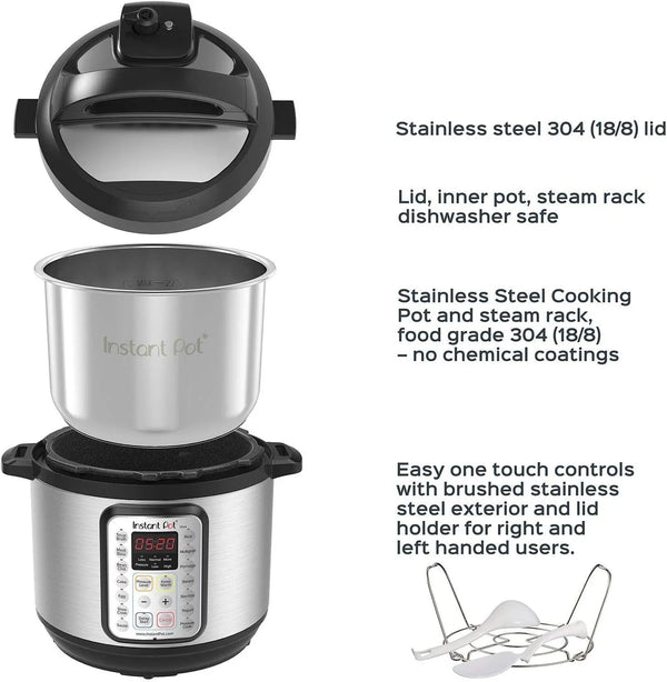 Duo plus 9-In-1 Electric Pressure Cooker, Slow Cooker, Rice Cooker, Steamer, Sauté, Yogurt Maker, Warmer & Sterilizer, Includes App with over 800 Recipes, Stainless Steel/Black, 8 Quart2