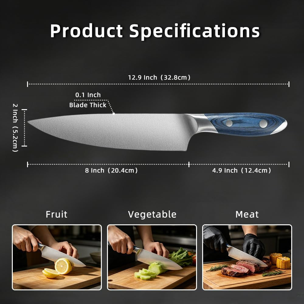 8-inch-stainless-steel-kitchen-chef-knife-blue-pakkawood-handle