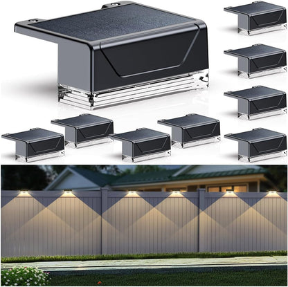 Solar Fence Lights Outdoor，3000/4000/6000K 3 Mode Fence Light Solar Powered1