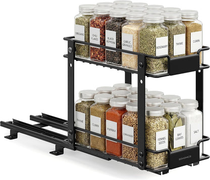 2 Tier Pull Out Spice Rack for inside Cabinets, Organizer, Steel1