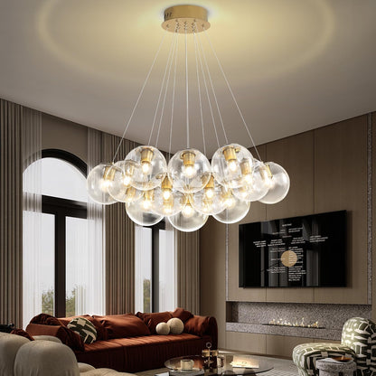 Clear Bubble Chandelier 13-Light Glass Globe Chandeliers Gold2