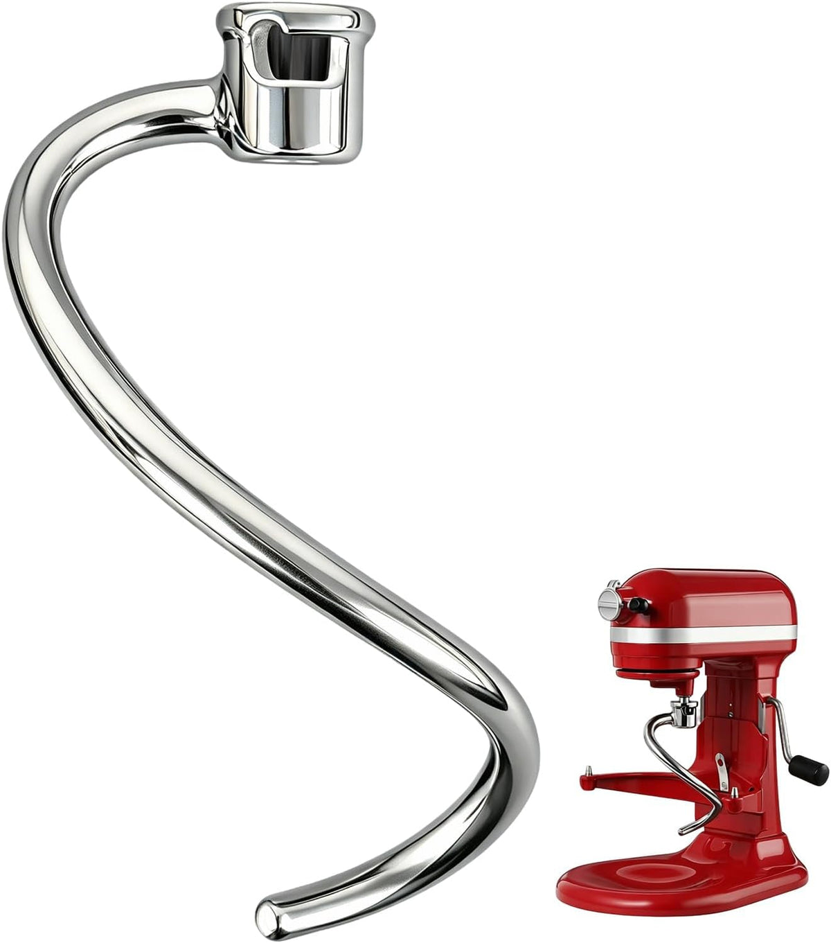 stainless-steel-spiral-dough-hook-replacement-for-kitchenaid-6-qt-bowl-lift-stand-mixer-fits-professional-600-epicurean-kp26m1x-heavy-duty-bread-dough-attachment-dishwasher-safe