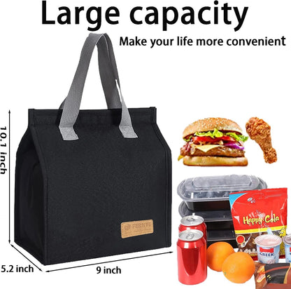 Lunch Bag for Women/Men,Waterproof Reusable Portable Lunch Tote,Lunch Box Bag.Thermal Cooler Bag Ideal for Work/Party/L/Travel/Picnic (Light Black)4
