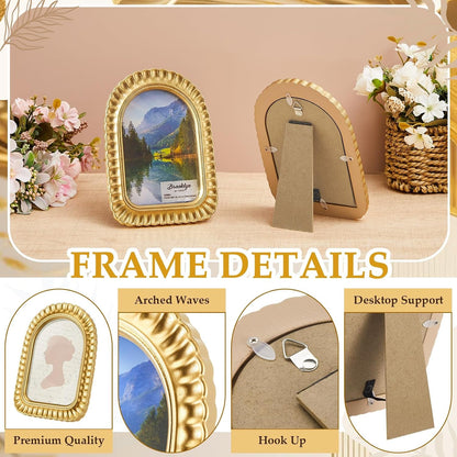 4X6 Inch Gold Petal Arched Picture Frame Vintage Scalloped3