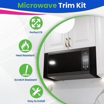 Microwave Filler Kit 2.95”W Black Microwave Trim Kit Replaces Whirlpool W10164739 - Universal Microwave Trim Kit Fits Most Brands - Fills over the Range Oven Cabinet Gap - 10.75”D X 17.25”H3