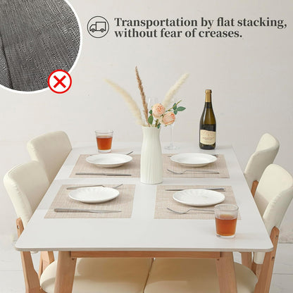 Beige Placemats Set of 4 - Heat-Resistant, Non-Slip Table Mats, Washable Woven Vinyl for Indoor & Outdoor Dining6