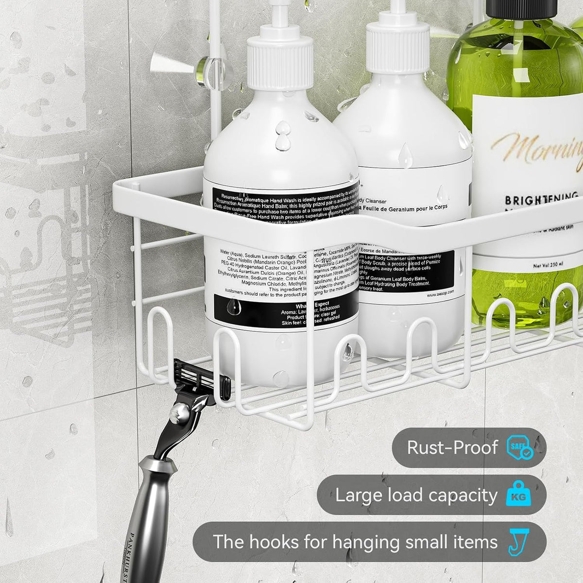 shower-caddy-hanging-organizer-hanging-for-bathroom-shower-basket-with-hooks-shower-storage-shelf-rack-no-drilling-for-faucet-or-cross-bar-white