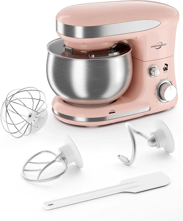 Stand Mixer 3.4QT Tilt-Head Pink Mixers 6+P Tilt-Head Speed | Portable Household Mixer for Daily Use with Egg Whisk,Dough Hook & Flat Beater,Perfect Dough Bread Mixer for Home Baking1