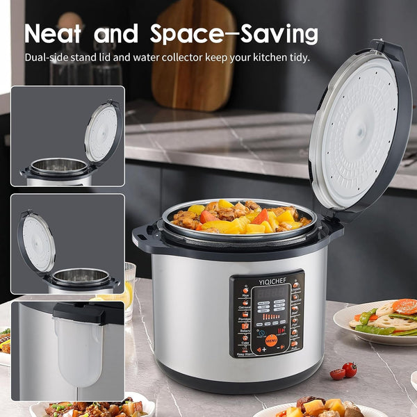 12L/12.8Qt Commercial Electric Pressure Cooker, Digital Control, 304 Stainless Steel Inner Pot, Serve for 15-25 People, 1600W/120V with US PLUG, Suitable to Small Restaurant, Canteen, Hotel8