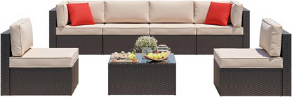 7 Pieces Patio Furniture Sets, Outdoor Sectional Patio Sofa Set8