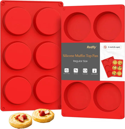 Silicone Egg Molds for Breakfast Sandwiches 2 Pcs, Non Stick 3 Inch Egg Bites Baking Pans, Silicone Muffin Pans for Baking, round Muffin Top Pan for Whoopie Pie Pan, Tarts, Quiche1