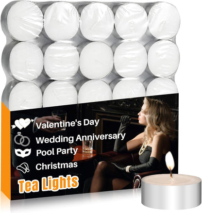 White Tea Lights Candles - Unscented Tealights, Mini Votive Candles1