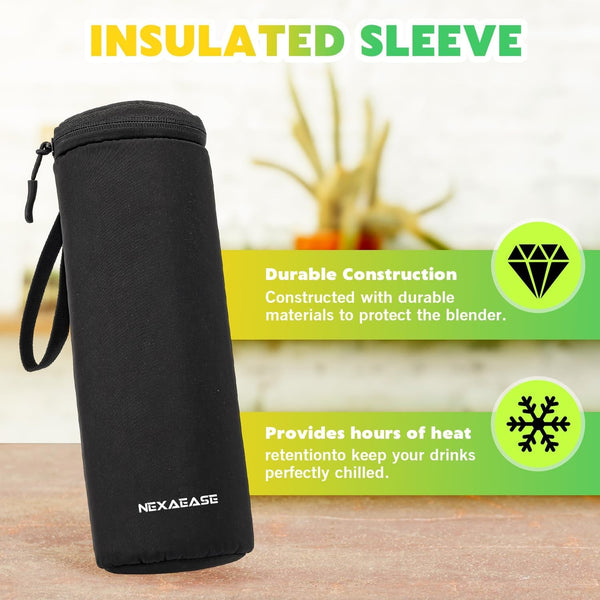 Portable Blender Personal Juicer for Shakes Smoothies with Insulated Sleeve | 20 Oz Electric Protein Shaker Bottle, Travel Lid, USB-C Rechargeable, Mini Small Cordless Blender Cup for Kitchen Travel Gym5