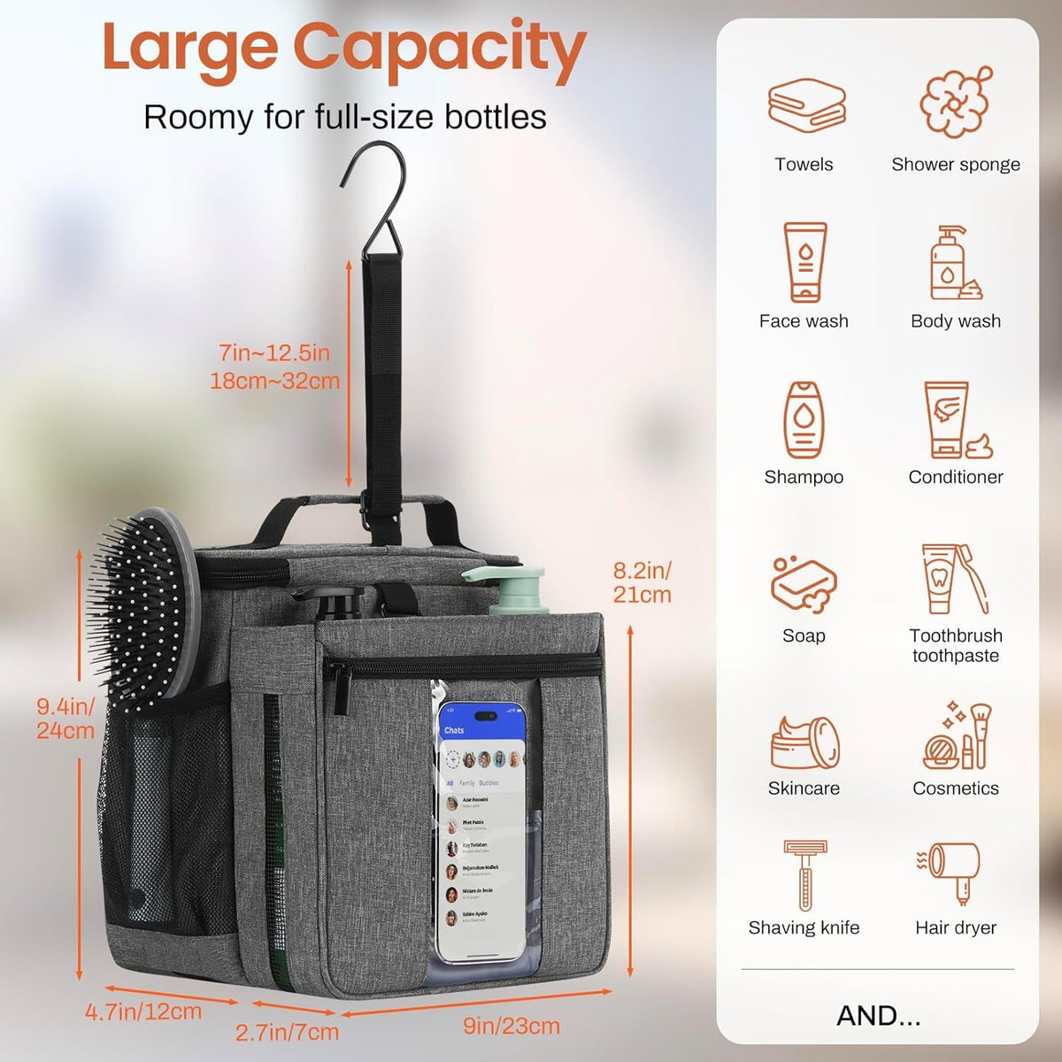 shower-caddy-portable-quick-dry-mesh-dorm-shower-bag-men-women-2-compartment-college-dorm-room-essentials-for-guys-girls-hanging-shower-organizer-for-camping-gym-gray