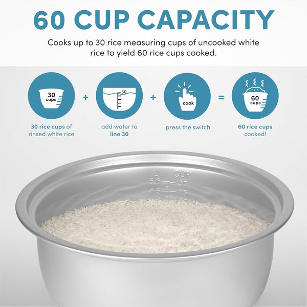 Housewares Commercial 60-Cup (Cooked) / 14Qt. Rice & Grain Cooker (ARC-1430E), White5
