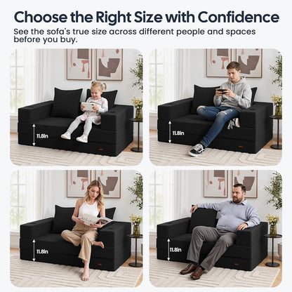 Futon Sofa Bed, Convertible Sofa Bed, Folding Boneless Couches5