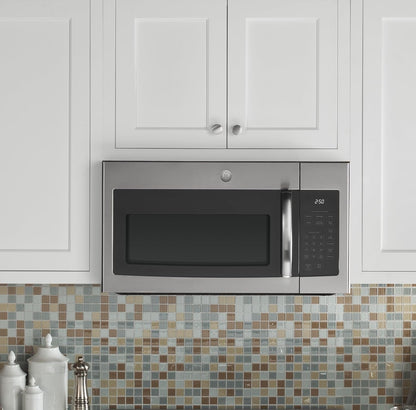 GE 30" Over-The-Range Microwave, 1.6 Cu. Ft., 1000 Watts, 300 CFM Hood Vent, LED Lighting, Auto Defrost, Easy Mount Install, Stainless Steel, JVM3160RFSS6