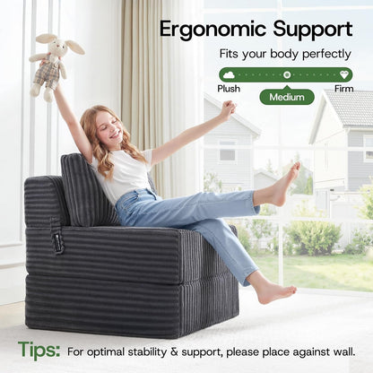 Folding Sofa Bed Convertible 4 in 1 Sleeper Chair Gray Single7