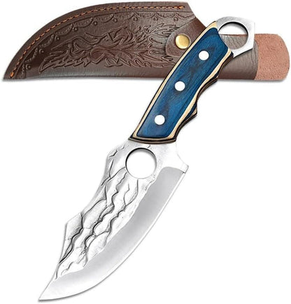 Meat Cleaver,Cleaver Knife 5.1 Inch Forged Stainless Steel Boning Knife Kitchen Cleaver Barbecue Meat Fruit Fishing Utility Knife with Wood Handle1