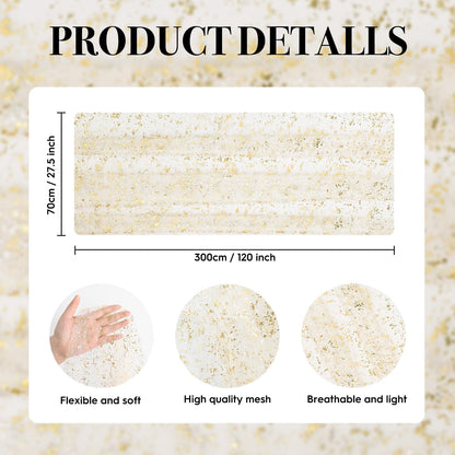 Beige Gold Gauze Table Runner 120 Inch 10FT, Glitter Metallic Foil Sheer Dining Wedding Anniversary Holiday Birthday Table Decor for Home Party7