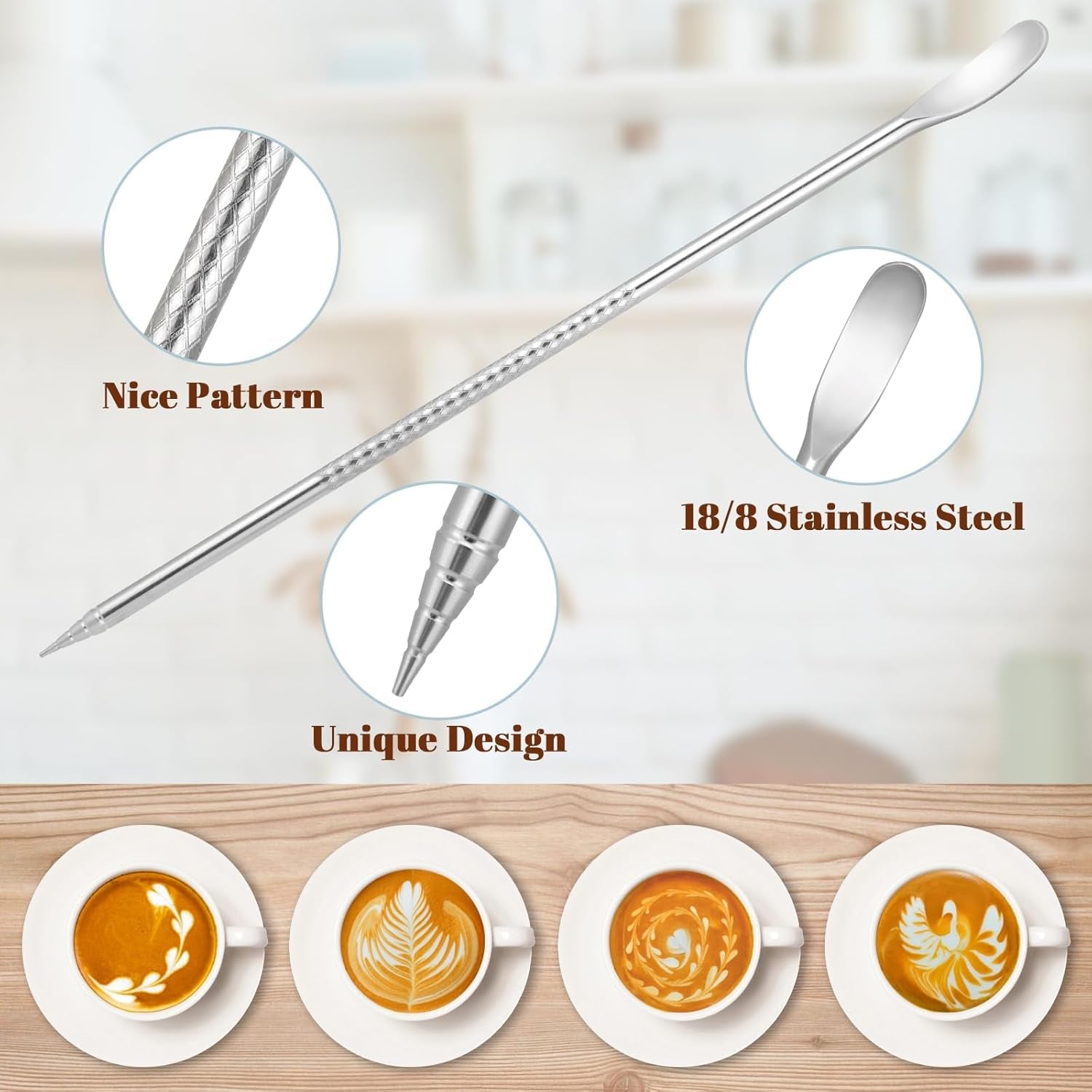 milk-frothing-pitcher-12oz-frother-cup-barista-tools-silver-18-8-stainless-steel-12oz-capacity-with-clear-scale-with-decorating-pen-ergonomic-handle-for-cappuccino-latte-espresso