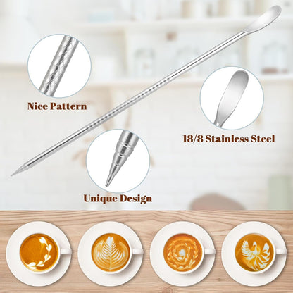 Milk Frothing Pitcher 12Oz Frother Cup Barista Tools, Silver | 18/8 Stainless Steel, 12Oz Capacity with Clear Scale, with Decorating Pen, Ergonomic Handle, for Cappuccino, Latte & Espresso6